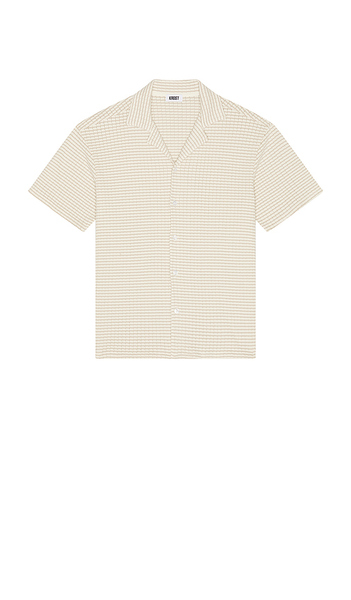  Krost Checkered Knit Bowling Shirt In Cream. Size M. Also In S. 