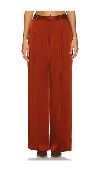  Lapointe Satin Relaxed Pleated Pant In Rust. Size 2. Also In 4, 6. 
