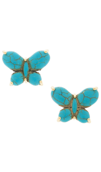  Lele Sadoughi Butterfly Stud Earrings In Turquoise. 