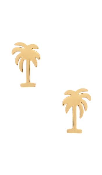  Lele Sadoughi Palm Tree Stud Earrings In Metallic Gold. 