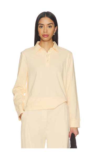  Leset Margo Long Sleeve Polo In Lemon. Size S. Also In M. 