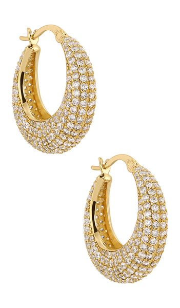  Lili Claspe Small Pave Becca Hoops In Metallic Gold. 