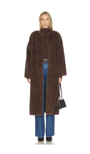  Line & Dot Axel Faux Fur Coat In Brown. Size S. Also In Xs, M, L. 