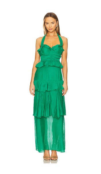 Line & Dot Cari Halter Maxi Dress In Green. Size S. Also In Xs, M, L. 