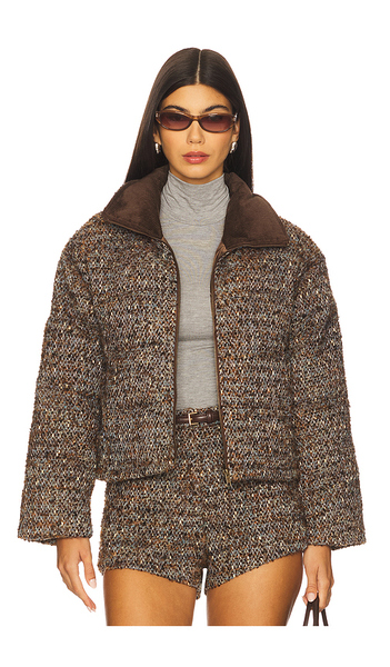  Line & Dot Clyde Puffer Jacket In Brown. Size S. Also In M, L. 