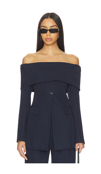  Line & Dot Derrick Off The Shoulder Top In Navy. Size S. Also In Xs, M. 