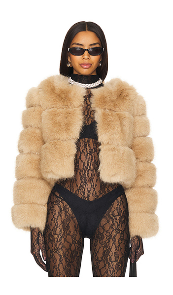  Line & Dot Liana Faux Fur Jacket In Tan. Size M. Also In Xs. 