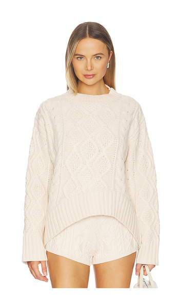  Lioness Liaison Cable Knit Pullover In Cream. Size S. Also In Xxs, Xs, M. 
