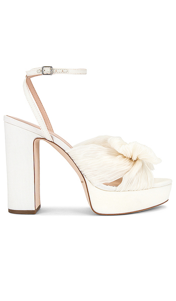  Loeffler Randall Natalia Pleated Knot Platform In White. Size 7. Also In 8, 8.5, 9, 9.5, 10, 6, 6.5, 7.5. 
