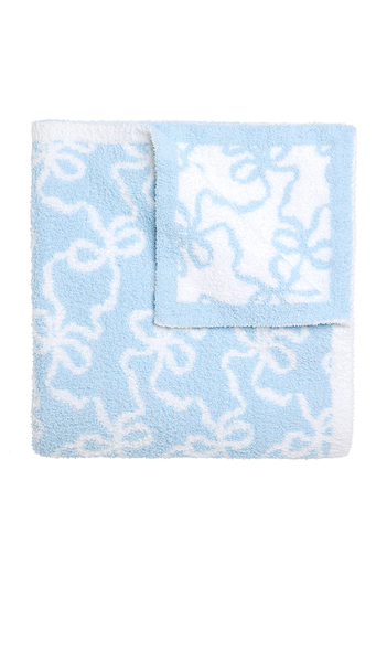  Loveshackfancy Teddy Bow Blanket In Baby Blue. 