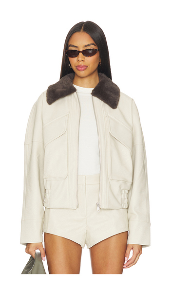  Madison The Label X Revolve Chappell Jacket With Faux Fur Collar In Cream. Size S. Also In Xs, M, L, Xl/1x. 