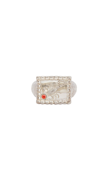  Maple Scorpio Signet Ring In Metallic Silver. Size 9. Also In 10, 11. 