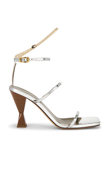  Maria Luca Ofelia High Clessidra Sandal In Metallic Silver, Grey. Size 36. Also In 36.5, 37, 37.5, 38, 38.5, 39, 39.5, 40. 