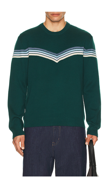  Marine Layer Chevron Varsity Crew Sweater In Green. Size S. Also In M, L, Xl/1x. 