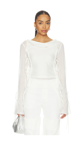  Marrknull Patchwork Chiffon Top In White. Size Xs. Also In S, M, L. 