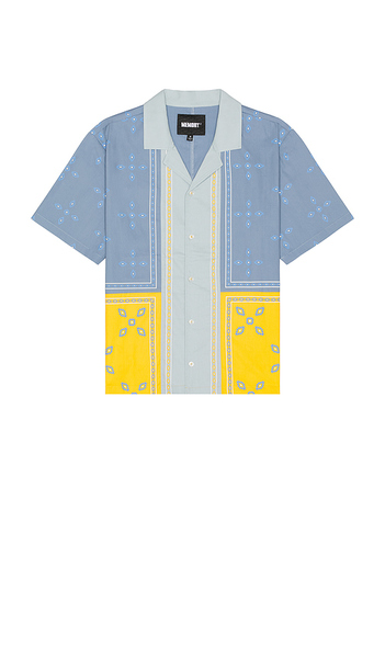  Memory Lane Patch Work Short Sleeve Shirt In Blue. Size S. Also In M. 