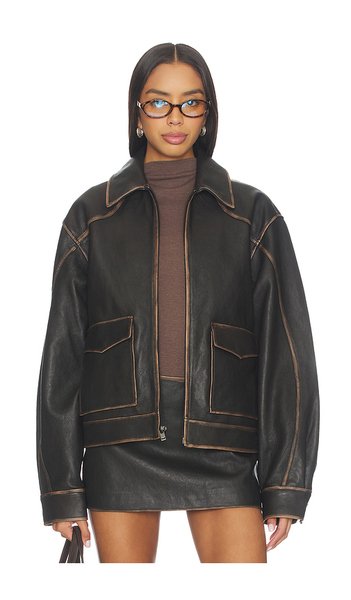  Mimchik Pint Leather Jacket In Black. Size S. Also In Xs, L. 