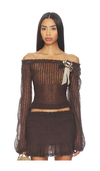  Mirror Palais Little Lamb Top In Brown. Size S. Also In M. 