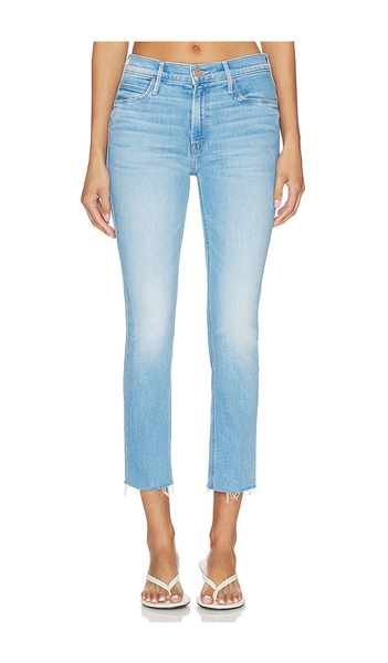  Mother The Mid Rise Dazzler Crop Fray Jeans In Blue. Size 24. Also In 25, 26, 27, 28, 29, 30, 31, 33, 34. 