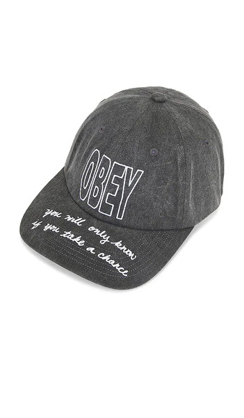  Obey Chance 6 Panel Velcro Back Cap In Black. 