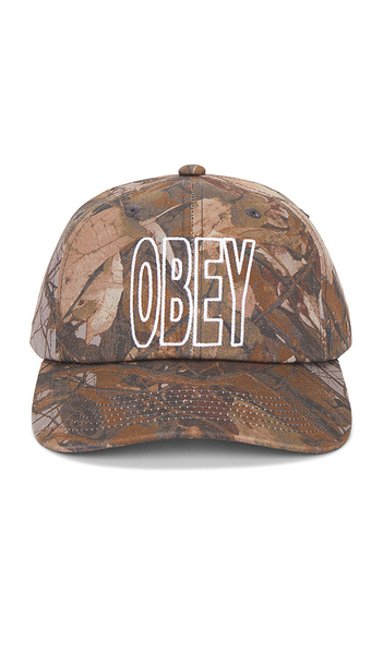  Obey Outline Pigment 6 Panel Velcro Back Hat In Green. 