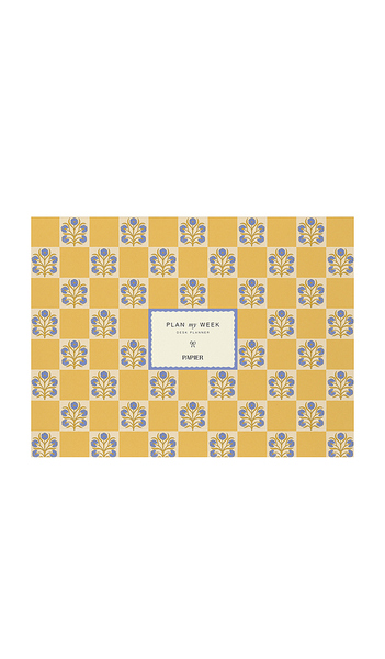  Papier Floral Checkerboard Undated Weekly Desk Planner In Mustard. 