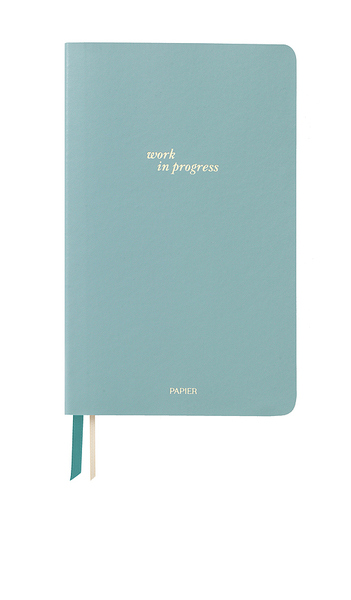  Papier Work In Progress Soft Faux Leather Lined Notebook In Blue. 
