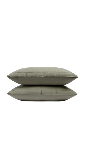  Parachute Linen Box Quilted Sham Set In Green. Size Standard. Also In . 