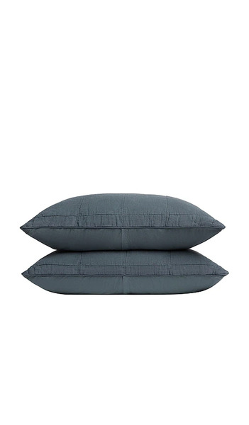  Parachute Linen Box Quilted Sham Set In Navy. Size Standard. Also In . 