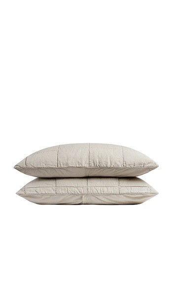  Parachute Linen Box Quilted Sham Set In White. Size Standard. Also In . 