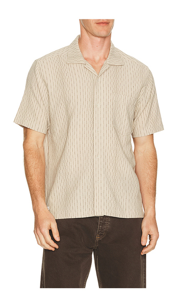  Percival Leland Cuban Shirt In Beige. Size S. Also In M, L, Xl/1x. 