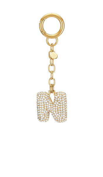  Petit Moments Bubble Initial Pave Keychain In Metallic Gold. Size B. Also In D, F, G, H, I, J, N, O, P, R, S, T. 
