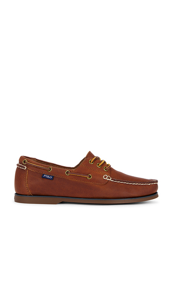  Polo Ralph Lauren Bienne Leather Boat Shoe In Brown. Size 7. Also In 8, 9, 10, 11, 12, 13, 7.5, 8.5, 9.5, 10.5. 