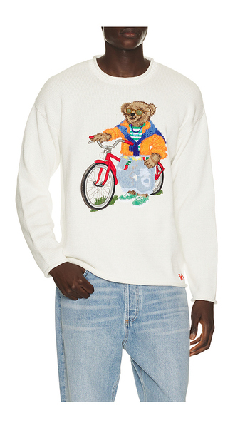  Polo Ralph Lauren Long Sleeve Cotton Novelty Harbor Island Bear Rollneck Sweater In White. Size L. Also In Xl/1x. 
