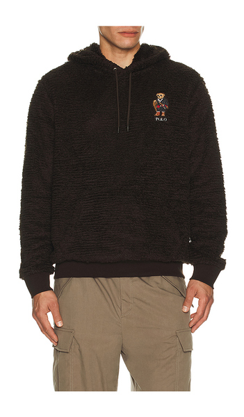  Polo Ralph Lauren Long Sleeve Curly Hi-pile Holiday Bear Hoodie In Brown. Size M. Also In L, Xxl/2x. 