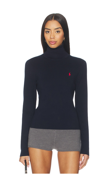 Polo Ralph Lauren Pima Cotton Shrunken Long Sleeve Turtleneck Pullover In Navy. Size Xs. Also In S, M, L. 