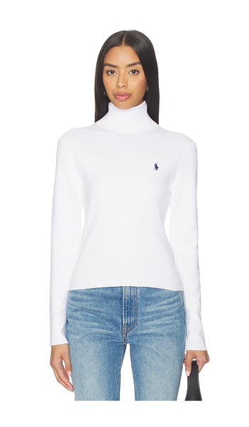  Polo Ralph Lauren Pima Cotton Shrunken Long Sleeve Turtleneck Pullover In White. Size S. Also In M, L. 