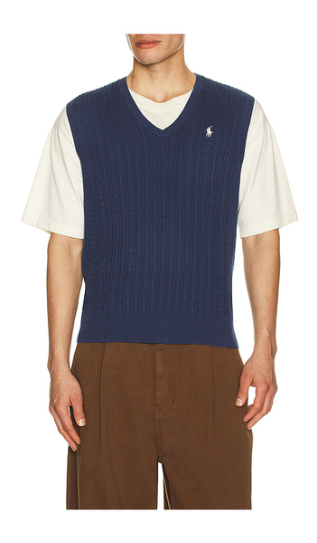  Polo Ralph Lauren Sleeveless Featherweight Cable Knit V-neck Sweater Vest In Blue. Size S. Also In Xxl/2x. 