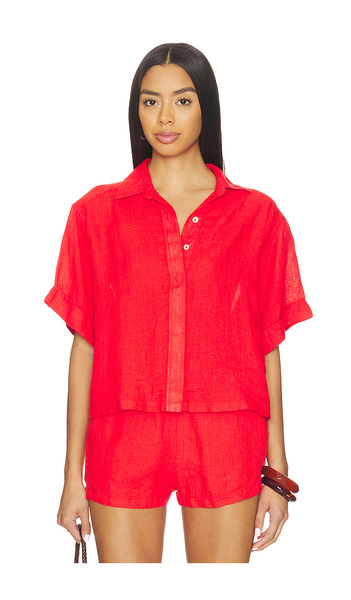  Pq Linen Button Up Top In Red. Size Xs/s. Also In M/l. 