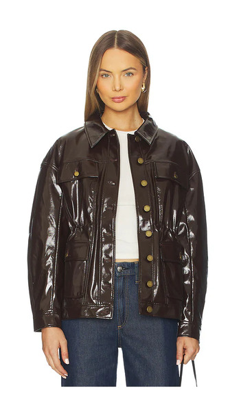  Rag & Bone Amy Faux Patent Leather Jacket In Chocolate. Size Xs. Also In S, M. 