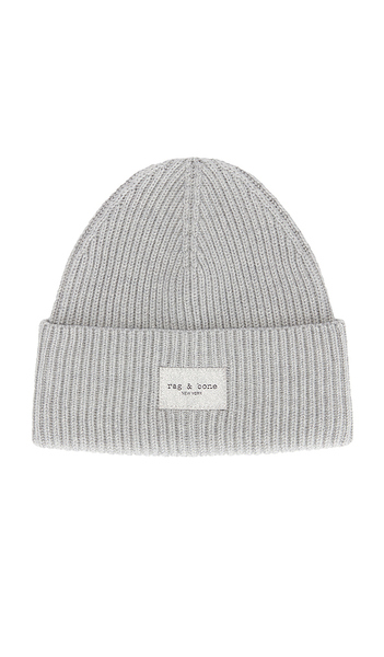  Rag & Bone Blake Metallic Beanie In Metallic Silver. 