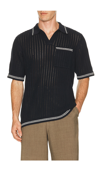  Rag & Bone Crochet Johnny Polo In Navy. Size S. Also In M, L, Xl/1x. 