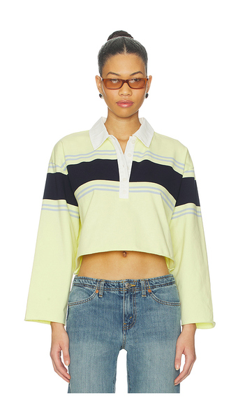  Re/done Cut Off Rugby Polo Top In Yellow. Size S. Also In M, L. 