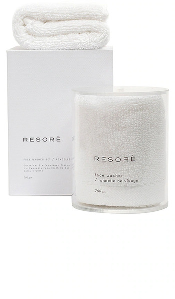  Resore Set Of 2 Wash Cloths With Wash Cloth Holder In White. 