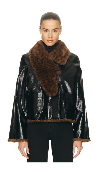 Revolve X Jj Revolve X Jj Pu Leopard Print Jacket In Black. Size S-m. Also In M-l. 