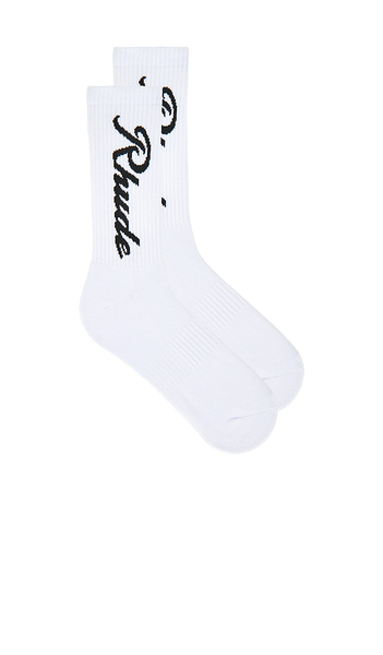  Rhude Destinado Script Socks In White. 