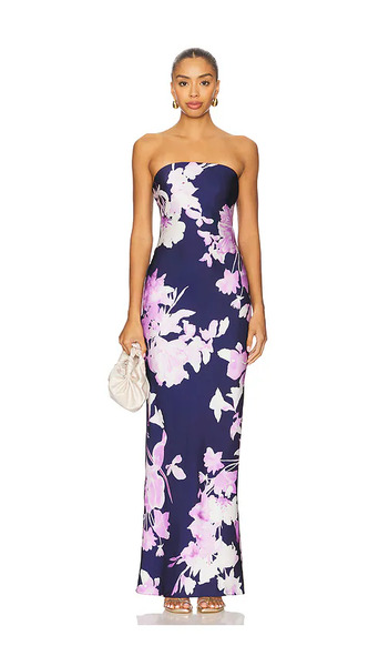  Rococo Sand Strapless Maxi Dress In Navy,lavender. Size M. Also In Xs, L. 