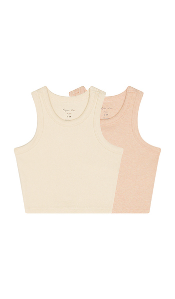  Rylee + Cru Ribbed Tank Set In Beige,blush. Size 4/5. Also In 6/7. 
