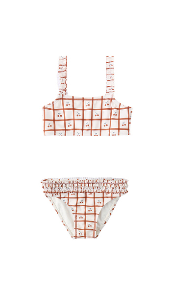  Rylee + Cru Rouched Bikini In White,red. Size 2/3. Also In 4/5, 6/7. 