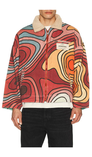  Ryoko Rain Reversible 70s Work Jacket In Red. Size M. Also In Xl/1x. 